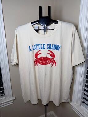 Daydreamer “A Little Crabby” graphic tee in Dirty White. XL